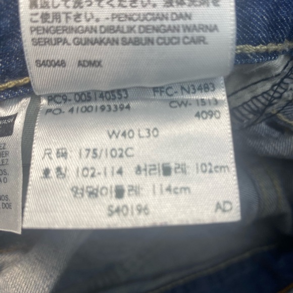 Levis 514 Jeans Mens 40x30 Slim Straight Blue Denim Pants Cotton Adult - Picture 7 of 9